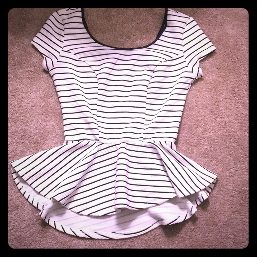 White Stripped Peplum